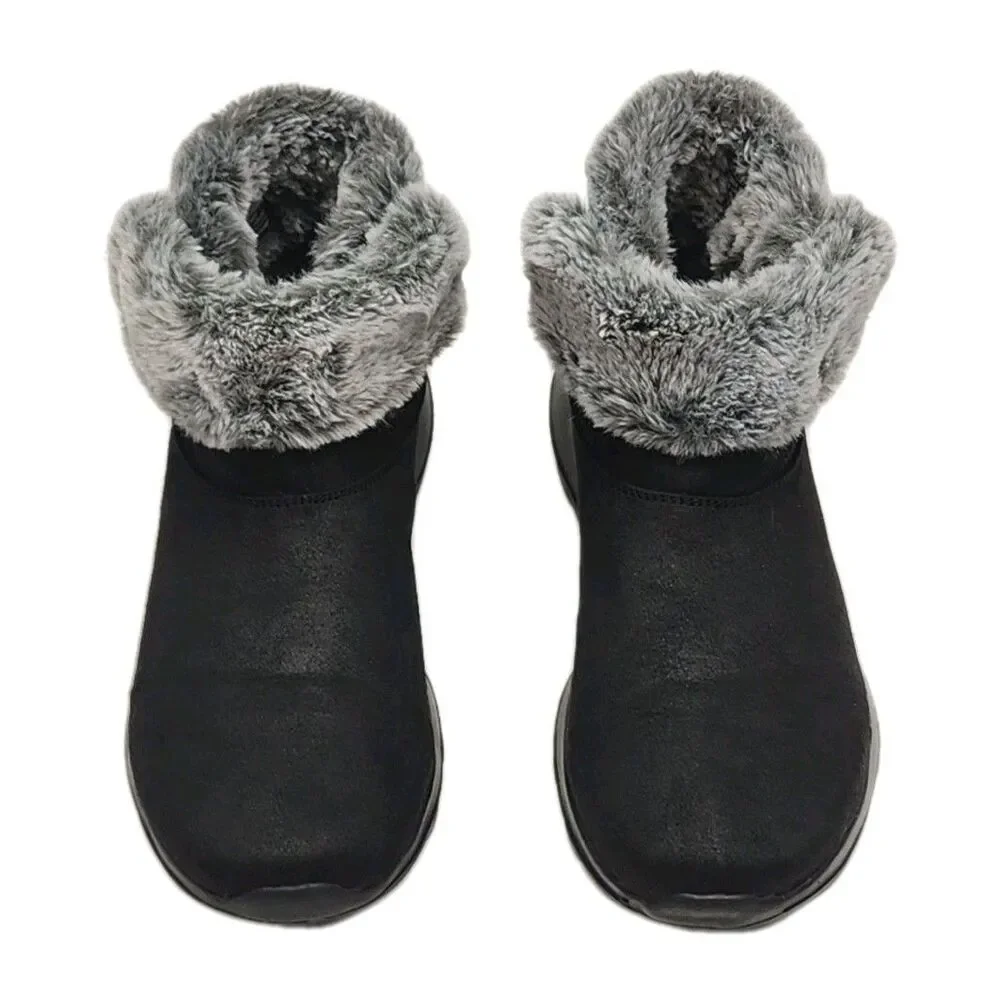 Skechers Boots Women Sz 9 On The Go Joy Black Winter Bootie Faux Fur Line 56101S